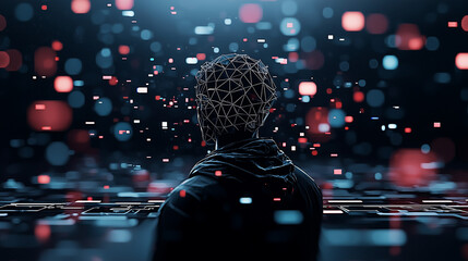 A futuristic holographic display of a hydroelectric power plant, glowing blue energy streams forming intricate turbine structures in a sci-fi inspired atmosphere