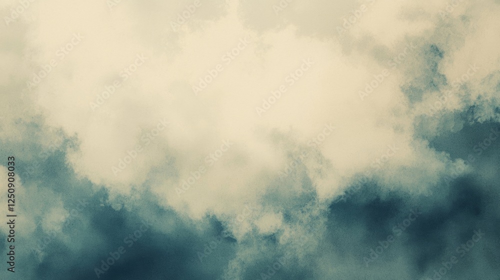 Aufkleber Captivating scene of dense clouds filling the sky, creating a dramatic and moody atmosphere. The interplay of light and shadow adds depth and texture to the cloudscape