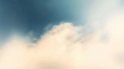 Obraz premium Tranquil cloudscape featuring soft, fluffy clouds blending into a clear blue sky. The gentle light creates a peaceful and calming atmosphere, perfect for themes of serenity and tranquility