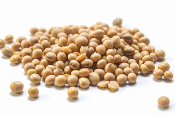 pile of soybeans isolated on white background