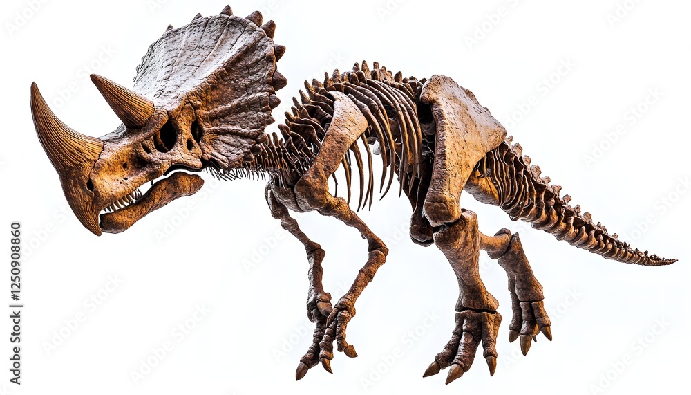 Poster triceratops dinosaur fossil skeleton display