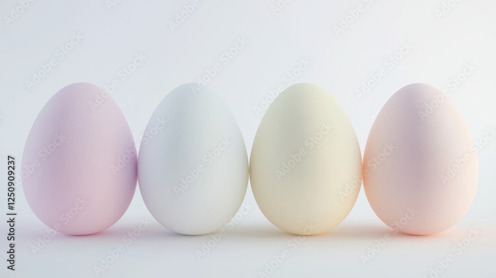 Aufkleber four pastel-colored eggs are neatly aligned against a soft gradient background. showcasing a gentle 
