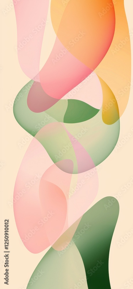 Poster elegant overlapping shapes in soft pastel hues create a harmonious abstract design. the gentle curve