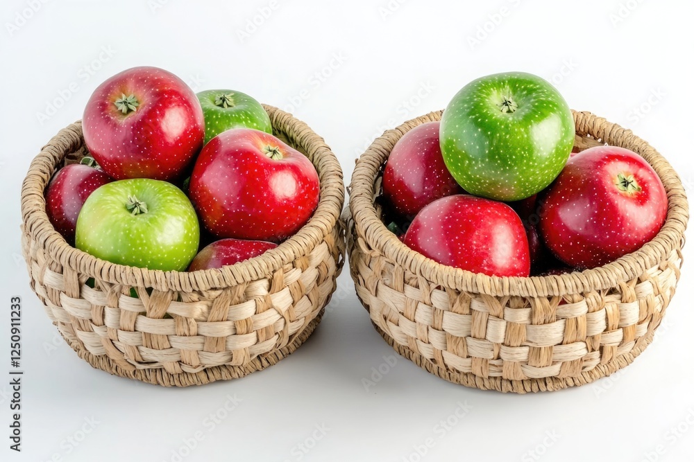 Poster freshly picked apples arranged neatly on a table, perfect for a still life photography or as a prop 