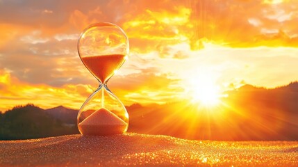 Gleaming Memories in the Hourglass of Time - Symbolic Concept of Cherished Moments and Time Well Spent
