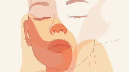 Serene abstract portrait in warm tones blending realism and minimalism