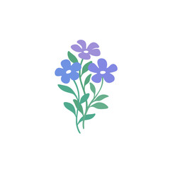 Handdraw stylized flowers. Modern linear design sign. 60s and 70s Retro style.