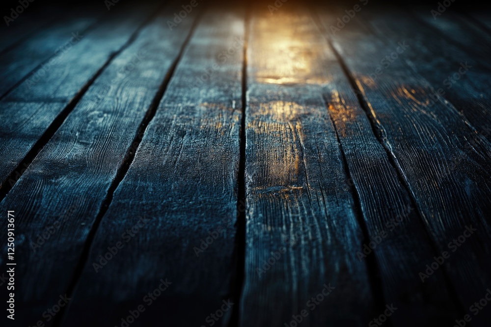 Aufkleber close-up shot of a wooden floor with a light source shining on it, suitable for use in interior desi