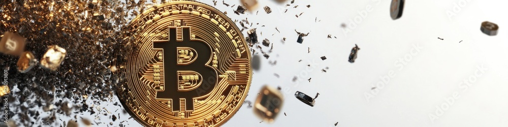 Aufkleber a single bitcoin coin falling from the sky, great for financial or technology related concepts