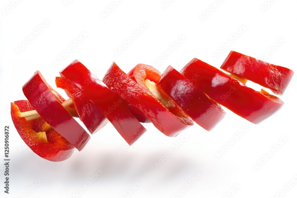 Poster a group of sliced red apples stacked on top of each other