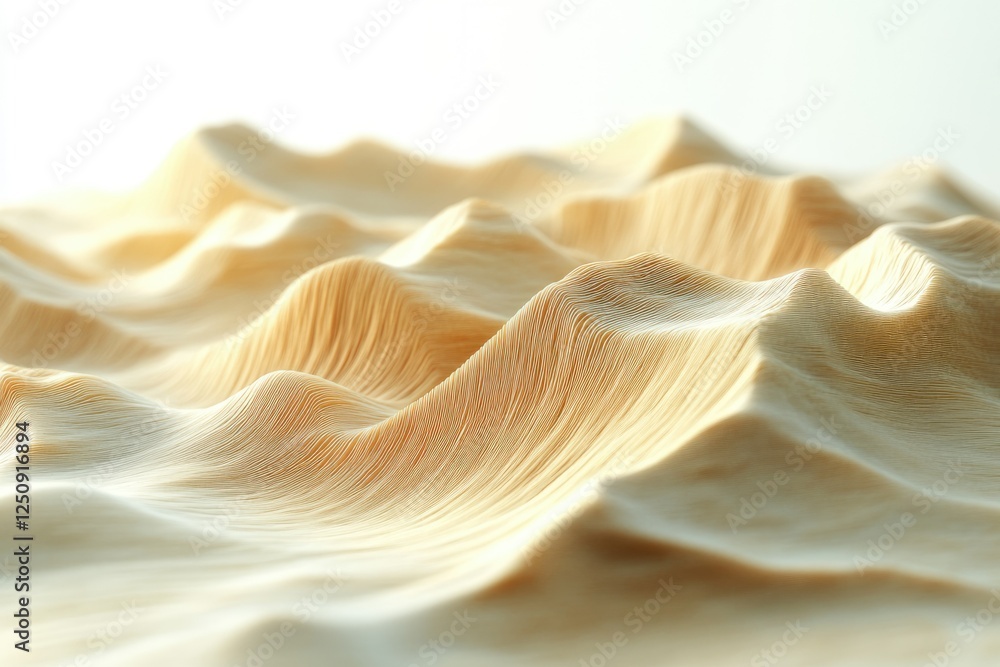 Poster abstract beige textured landscape resembling folded paper or sand dunes, creating a wave-like patter