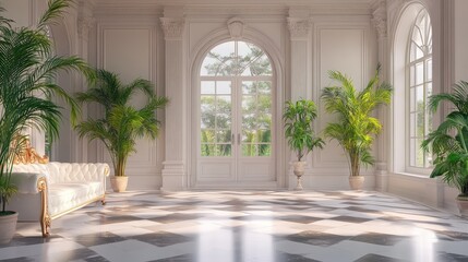 Elegant Interior with Plants.