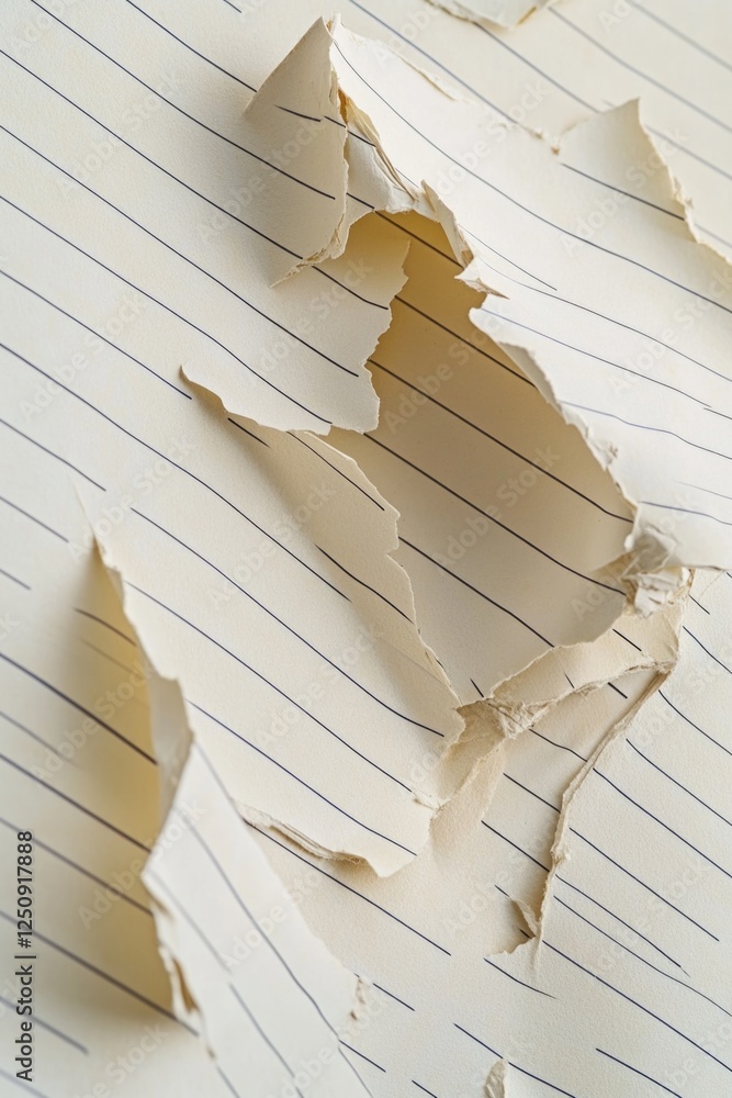Poster A small piece of paper with a rough edge, partially torn from another sheet