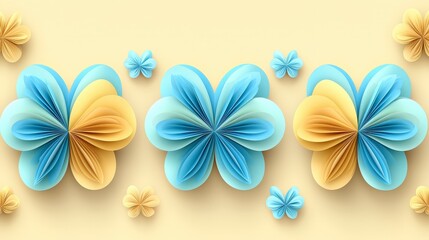Obraz premium Colorful Floral Paper Art Design with Blue and Yellow Shades