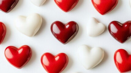 Obraz premium Colorful Heart Shaped Decorations in Red and White Arrangement