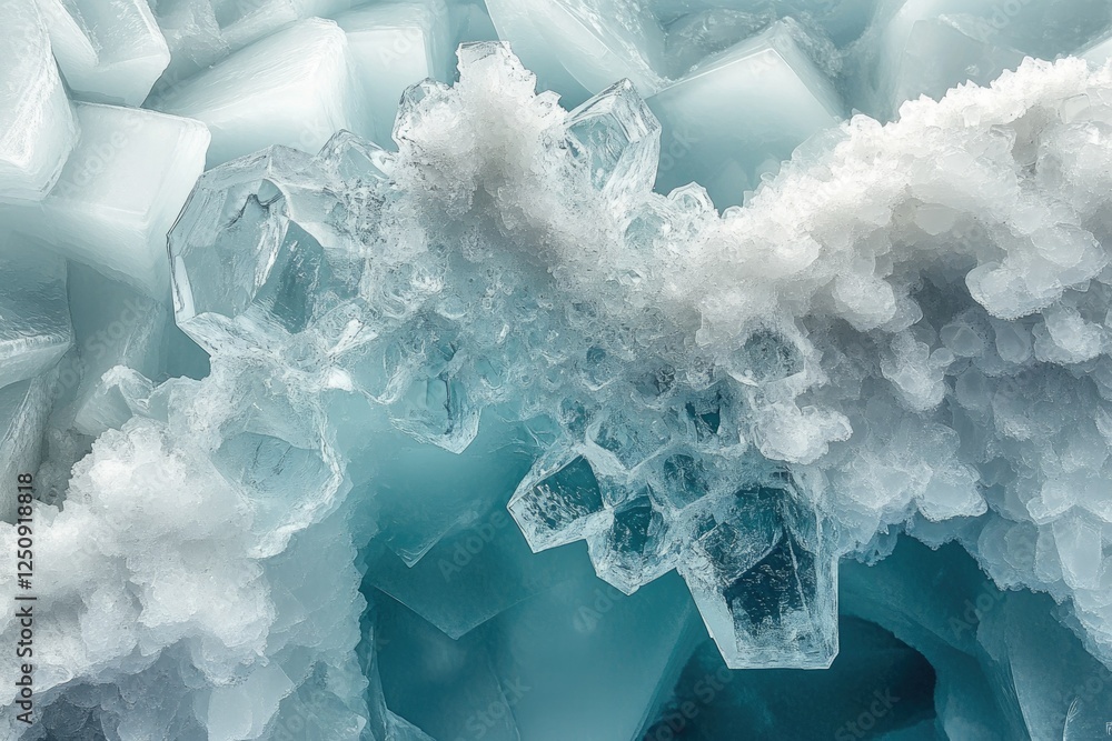Poster intricate ice formations create a stunning abstract view of frozen water, showcasing texture and lig