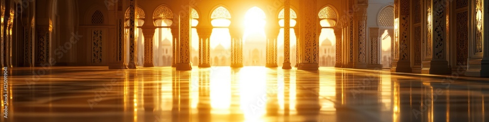 Poster sunlight filtering through arches in a building