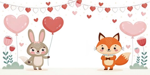 Cartoon rabbit with heart illustration for love and fun