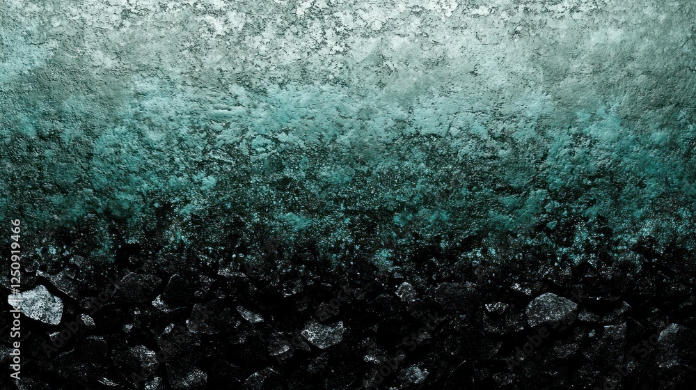 Poster teal textured background, pebble gradient, dark bottom, abstract design