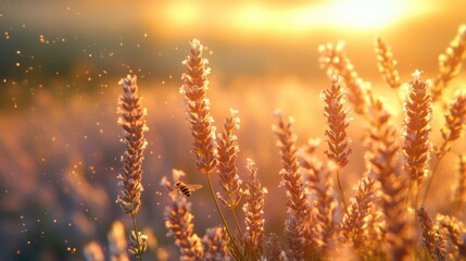 Lavender sprigs with a bee.
