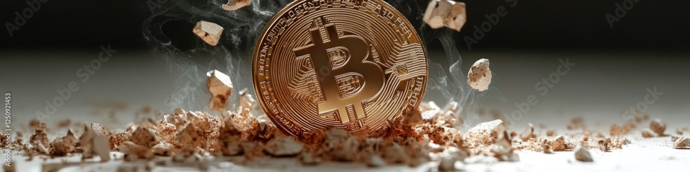 Poster a digital currency coin surrounded by a pile of other coins, representing its value and worth