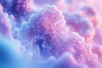 Abstract network structure, glowing nodes and lines, ethereal pastel colors, resembles a cloud formation.
