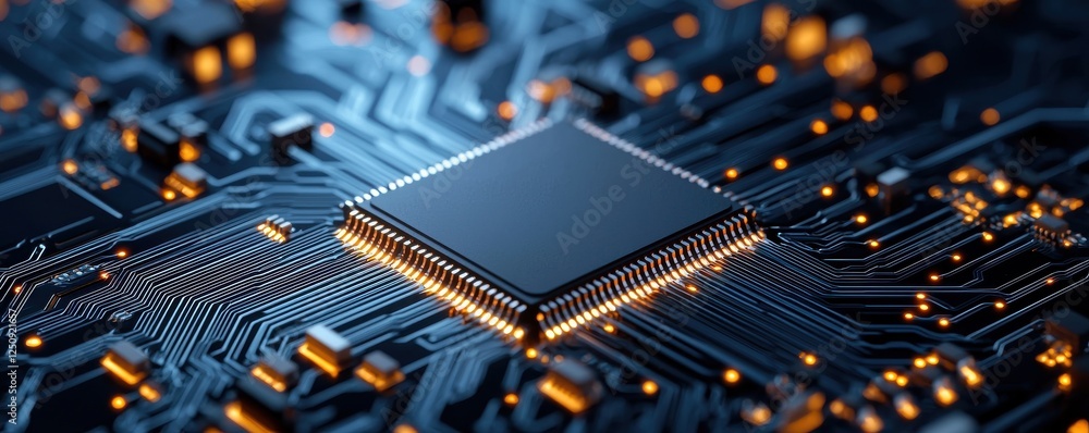 Aufkleber innovative eco friendly microchip design with futuristic circuit technology high tech digital comput