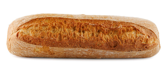 Baguette, loaf isolated on white background. French bun.