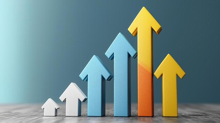 Business Team Building Communication Teamwork Success Goal Colorful arrows showing business growth trends.