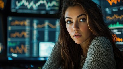 Analyzing financial data trends office digital art corporate environment close-up financial insight