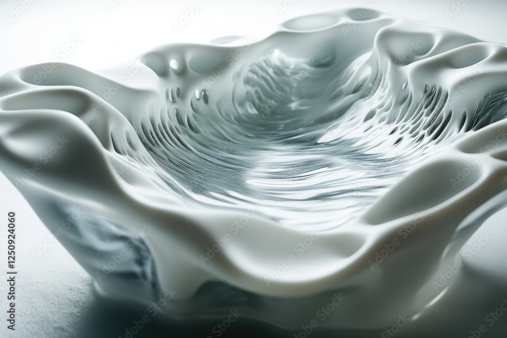 Aufkleber abstract 3d rendering of a flowing, white, organic form with textured surface and subtle shadows.