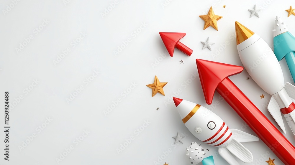 Poster futuristic visualization of sharp red arrows representing innovation progress and success the dynami