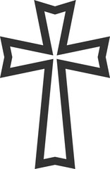 Stylized Angular Cross Outline Icon