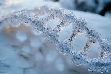 Ice crystals formed a DNA double helix structure, showcasing the beauty of nature's artistry in winter.