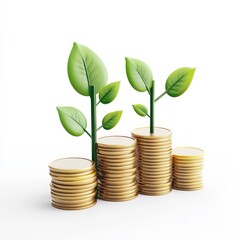 3D render of an "investment" icon a clean white background.