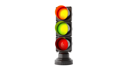 Traffic Light Displaying Red Yellow and Green Colors for Road Safety and Vehicle Control in Urban Environment