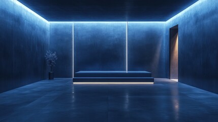 Neon Lit Modern Interior.
