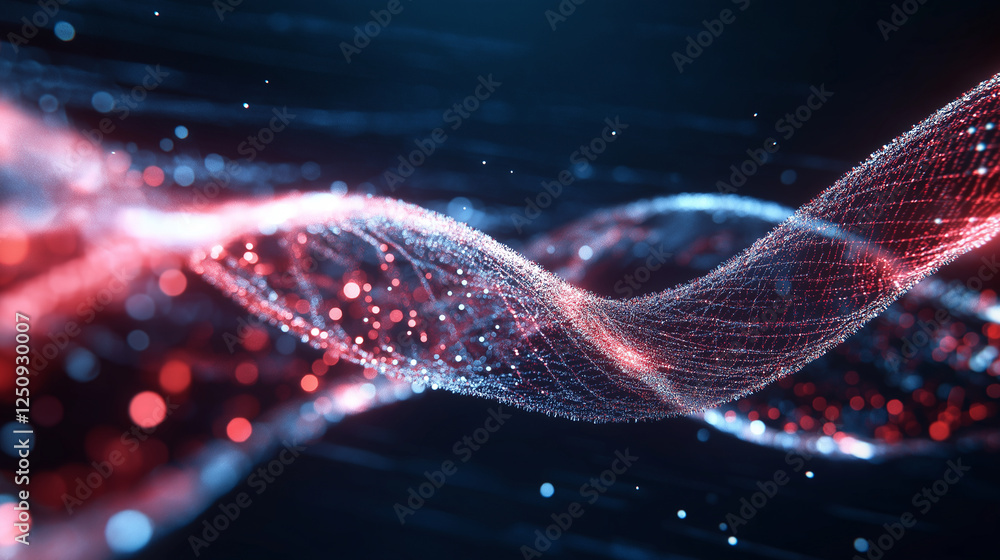 Aufkleber a digitally enhanced 3d rendering of a dna helix wrapped in pulsating energy waves, highlighting gen