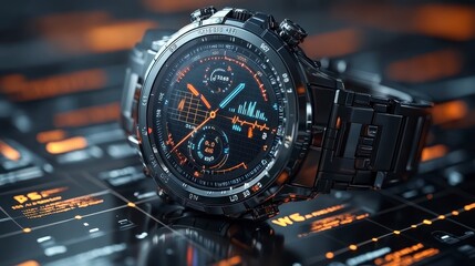 Smartwatch Display, Tech Background, Data, Future