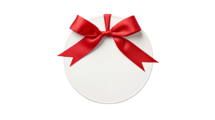 Elegant Blank Gift Tag with Red Ribbon for Personalization in Celebrations and Special Occasions