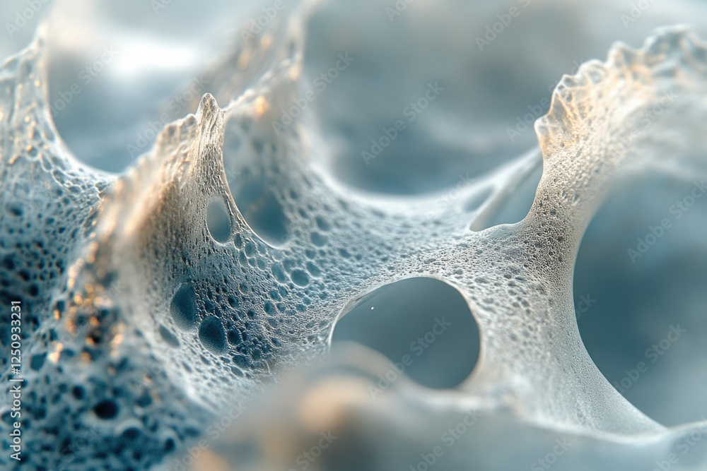 Poster abstract close-up of a textured, porous surface resembling foam or a cellular structure.