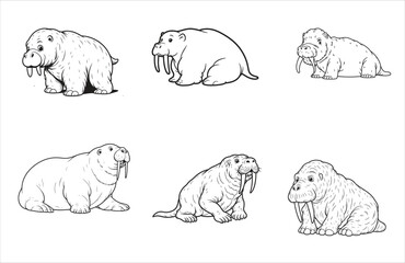 Simplified walrus silhouette  for innovative creative projects - Walrus illustration - minimalist walrus vector