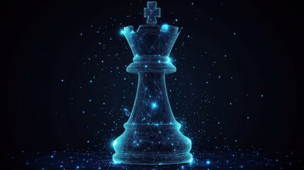 Glowing chess king piece, digital art.