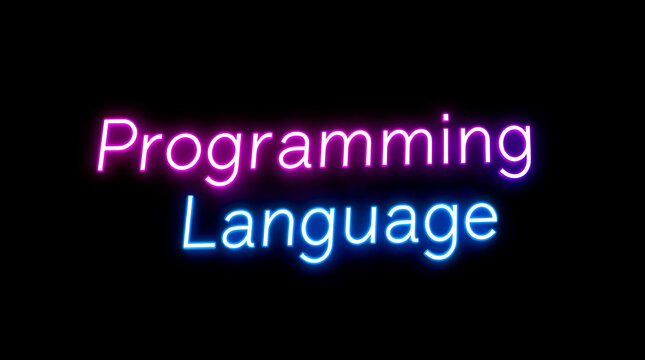 Programming Languages and High-Tech Development, coding, software development, neon sign, futuristic tech, programming concepts, JavaScript, Python, Java, C++, HTML, CSS, coding background.