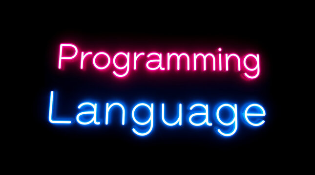 Programming Languages and High-Tech Development, coding, software development, neon sign, futuristic tech, programming concepts, JavaScript, Python, Java, C++, HTML, CSS, coding background.