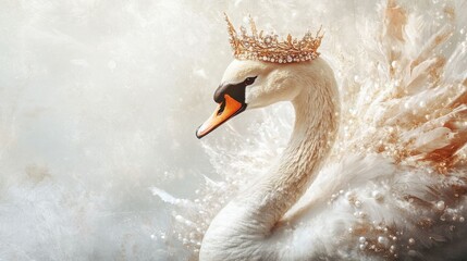 A graceful swan wearing a crown.