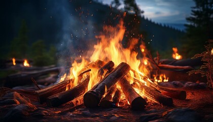fire in the fireplace