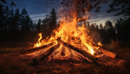 fire in the fireplace
