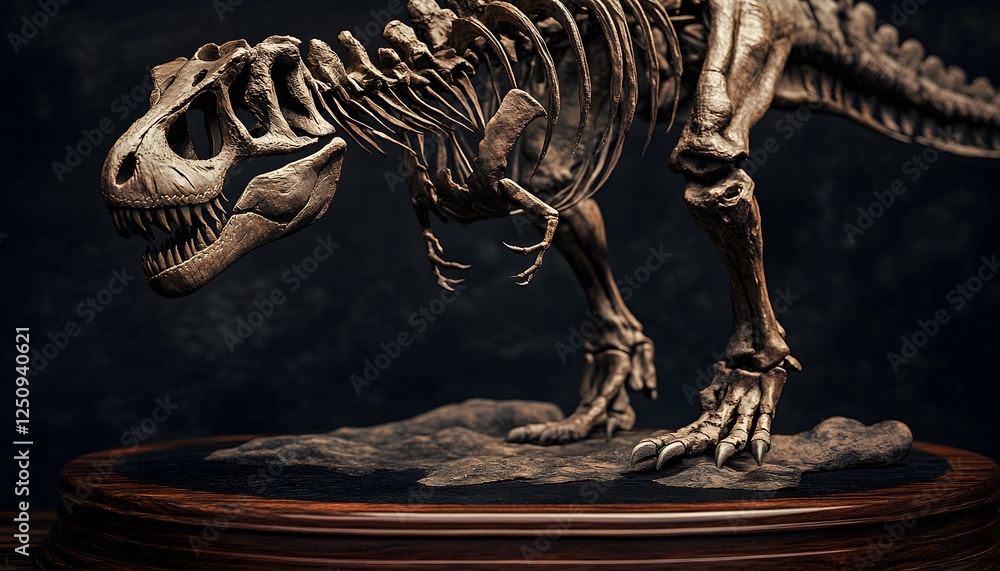 Poster tyrannosaurus rex fossil skeleton display model