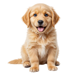 Obraz premium Golden retriever puppy sitting on a white background